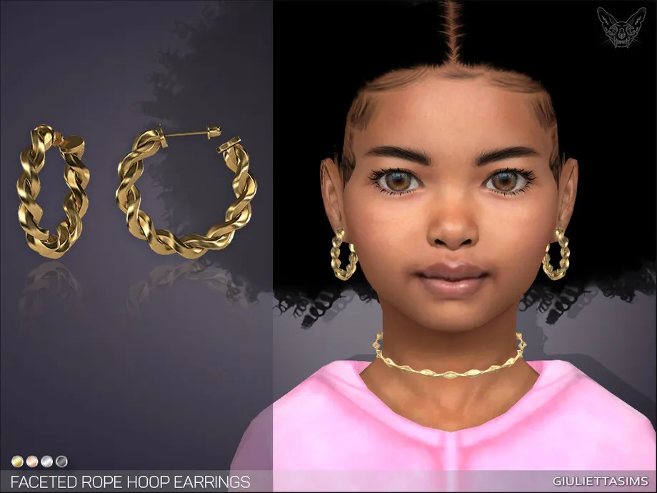 Faceted Rope Hoop Earrings For Kids