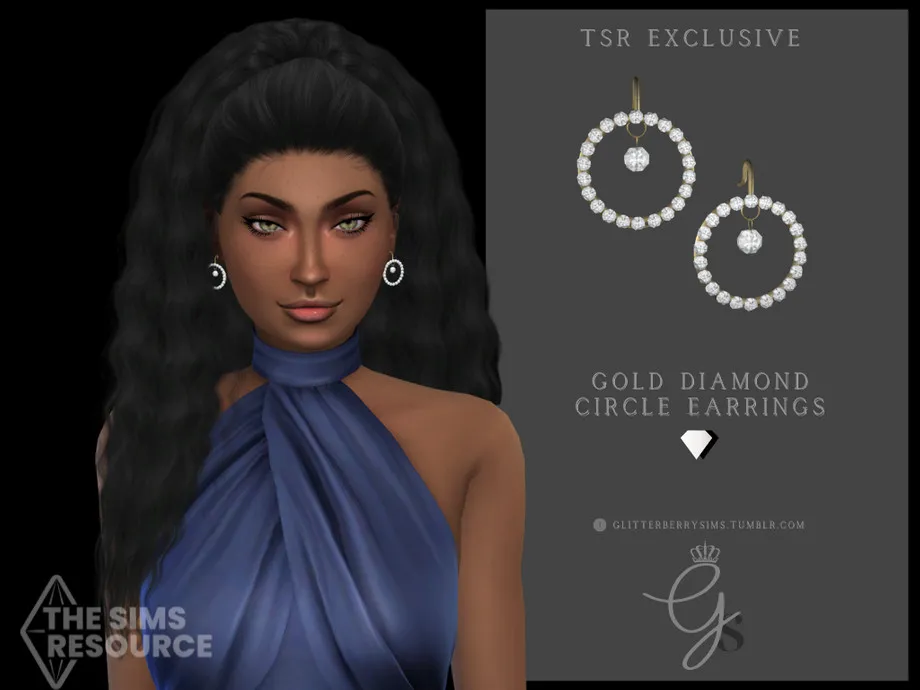 Gold Diamond Circle Earrings