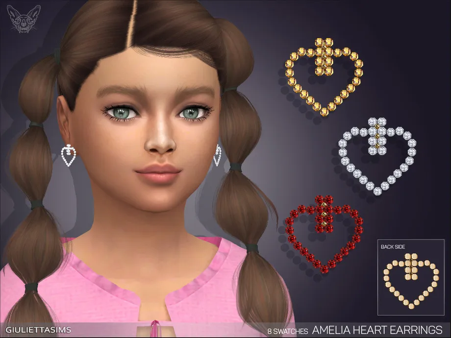 Amelia Heart Earrings For Kids