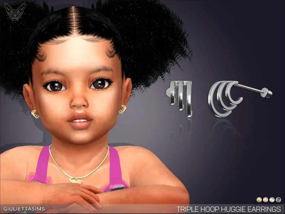 Triple Hoop Huggie Earrings For Toddlers (boys and girls)