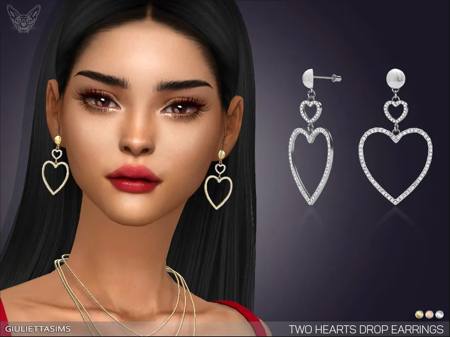 Two Hearts Drop Earrings