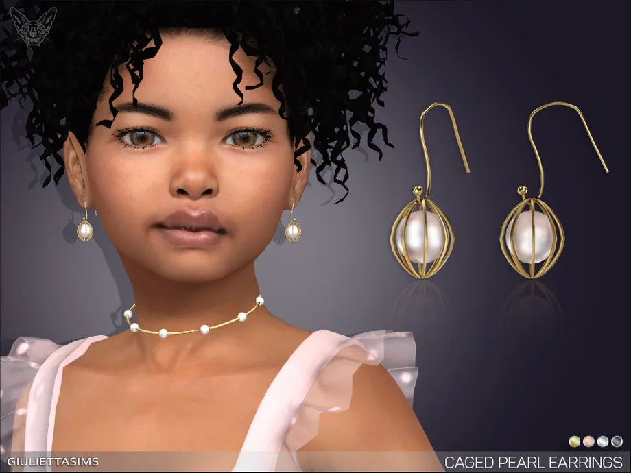 Caged Pearl Earrings For Kids
