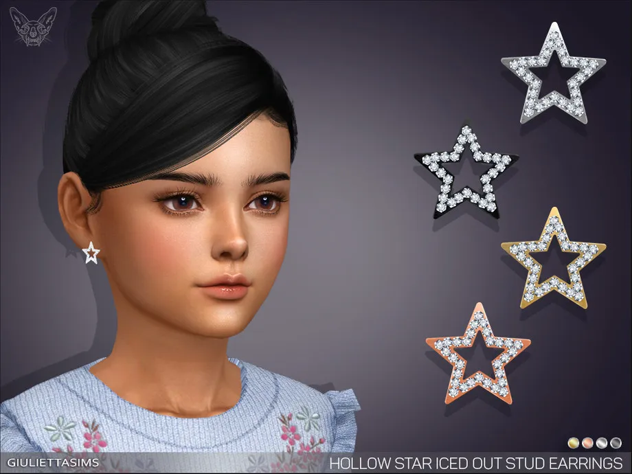Hollow Star Iced Out Stud Earrings For Kids