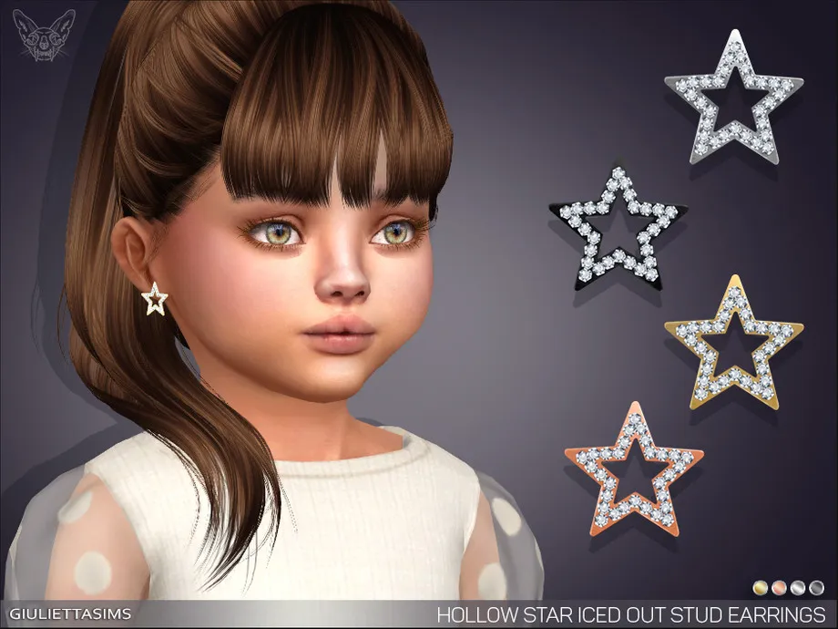 Hollow Star Iced Out Stud Earrings For Toddlers