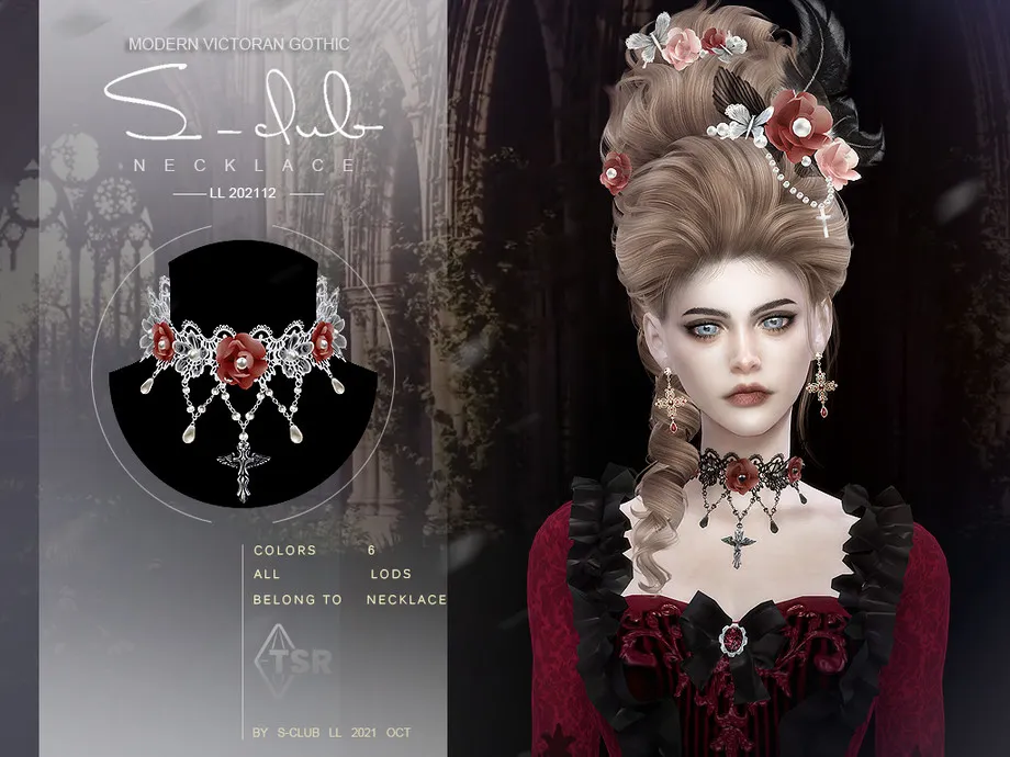 Modern Gothic rose necklace