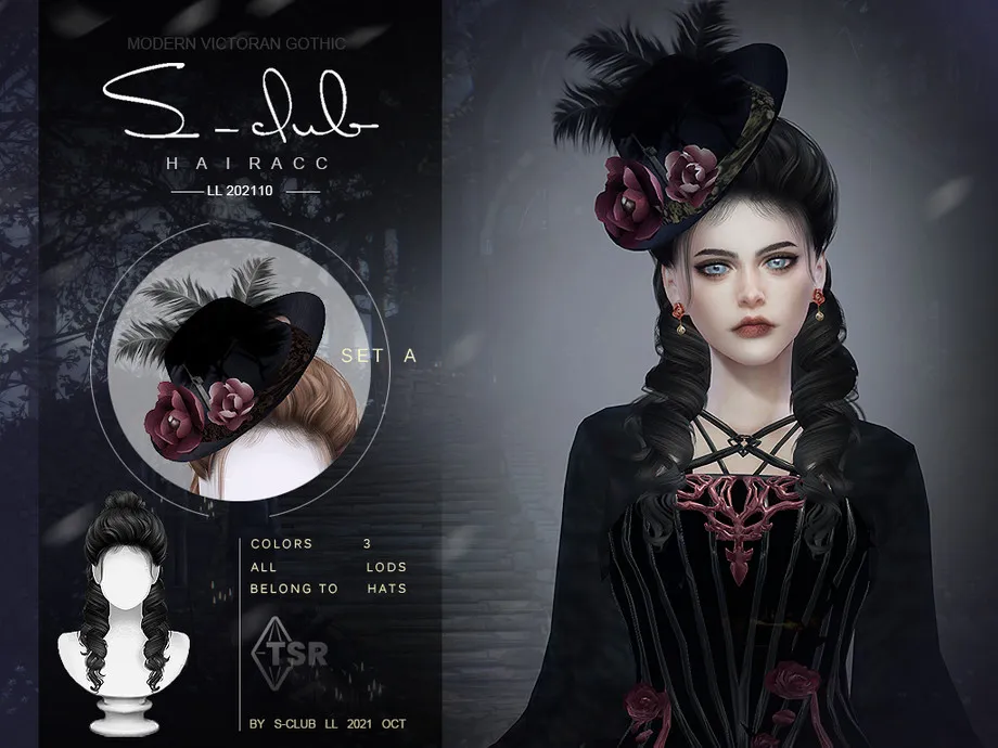 Modern Gothic rose feather hat model A