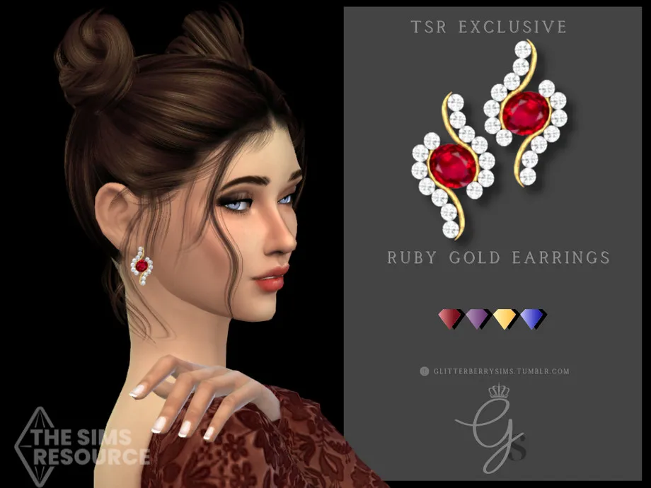 Ruby Gold Earring