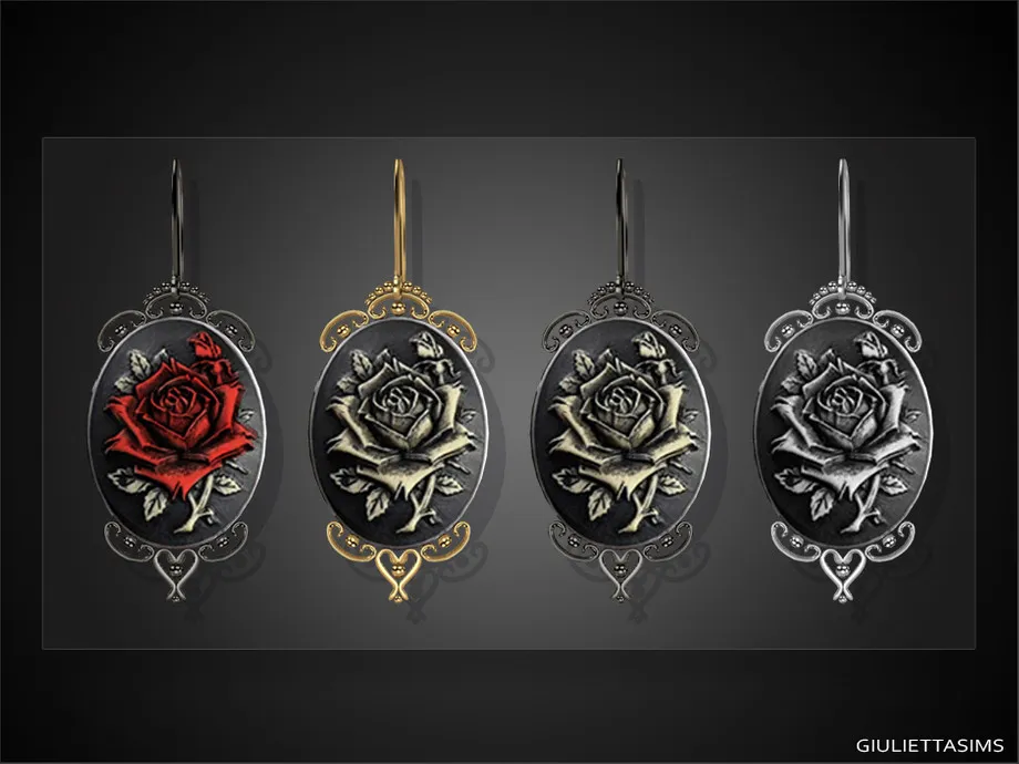 Victorian Gothic Rose Cameo Earrings