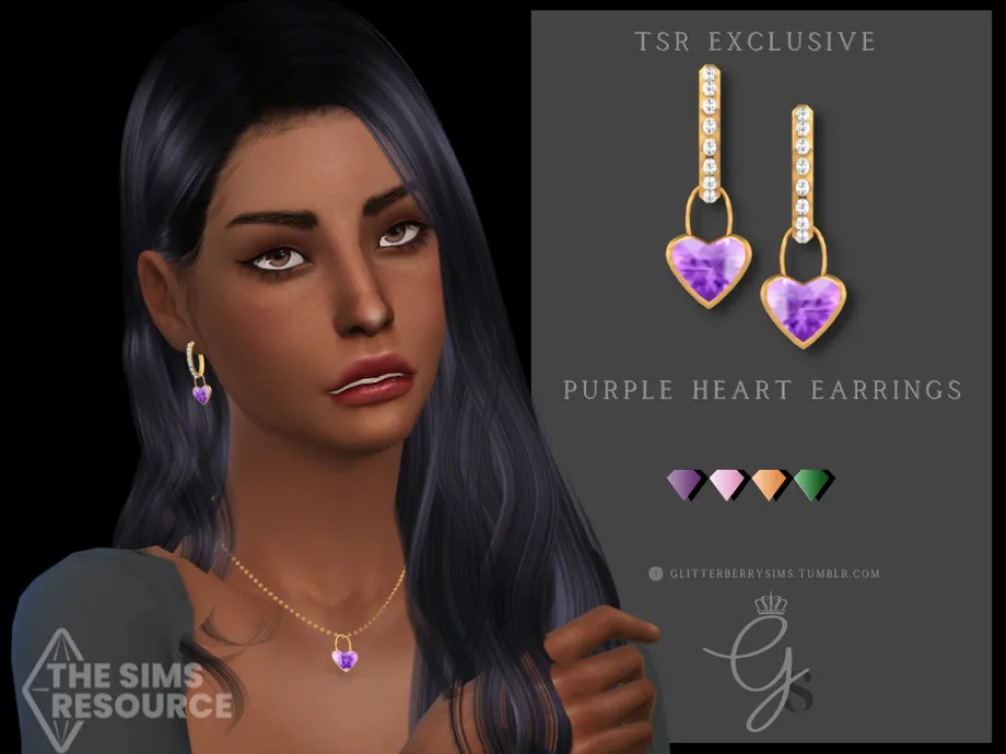 Purple Heart Earrings
