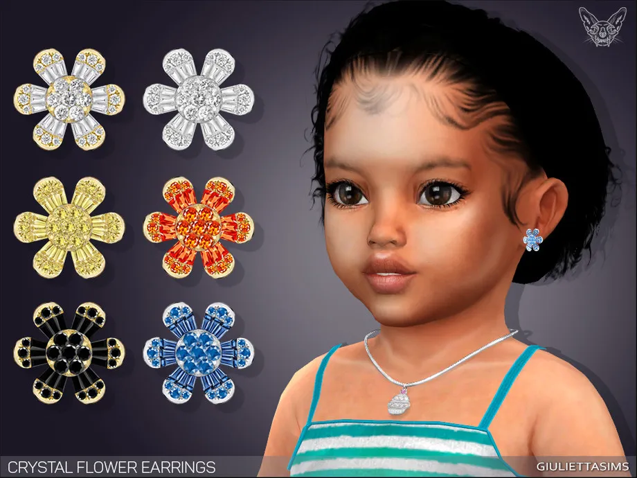 Crystal Flower Earrings For Toddlers