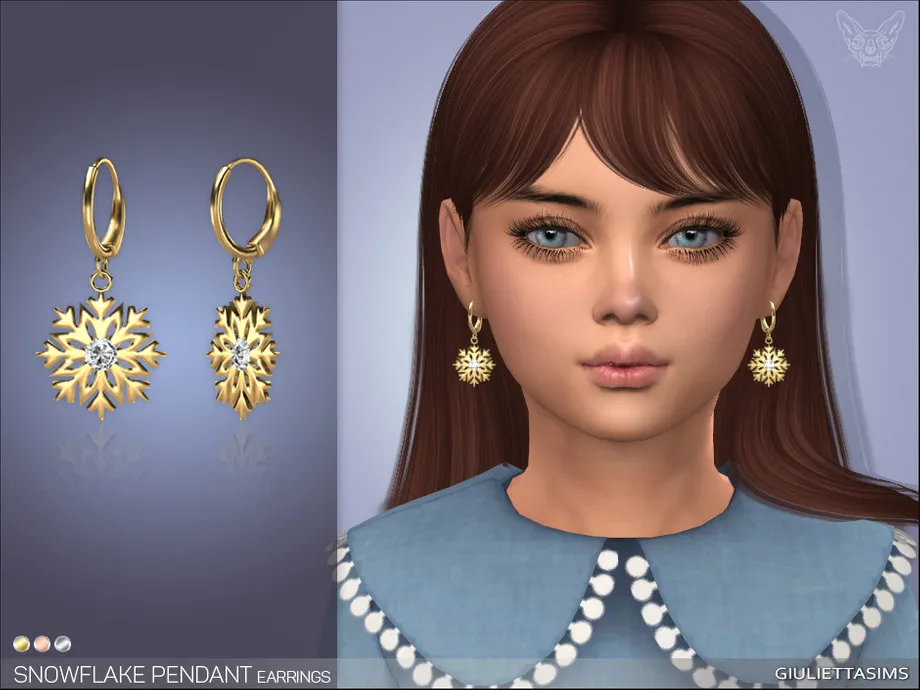 Snowflake Pendant Earrings For Kids