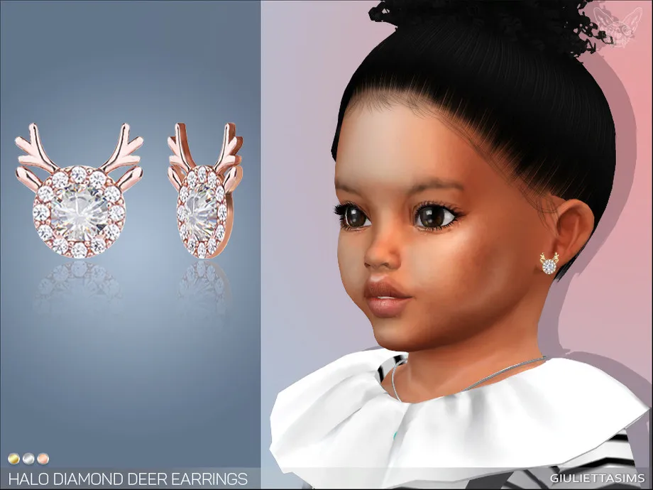 Halo Diamond Deer Earrings For Toddlers