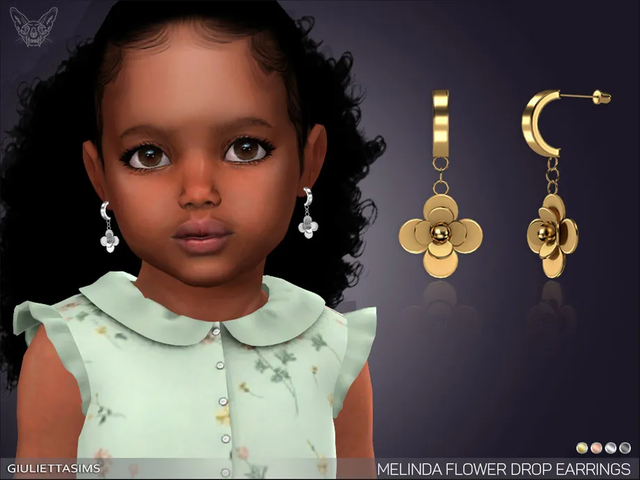 Melinda Flower Drop Earrings For Toddlers
