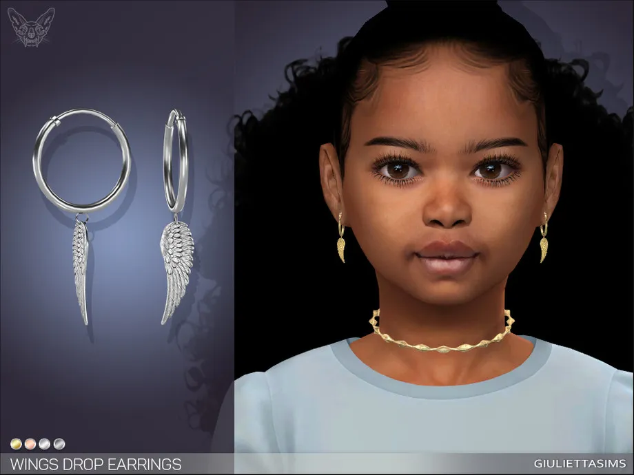 Wings Drop Earrings For Kids