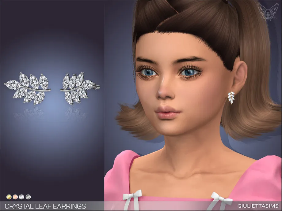 Crystal Leaf Earrings For Kids