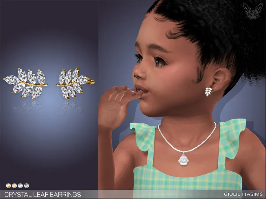 Crystal Leaf Earrings For Toddlers