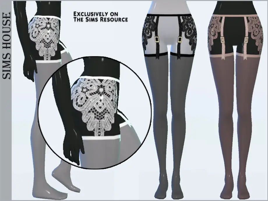 Solid stockings with a belt