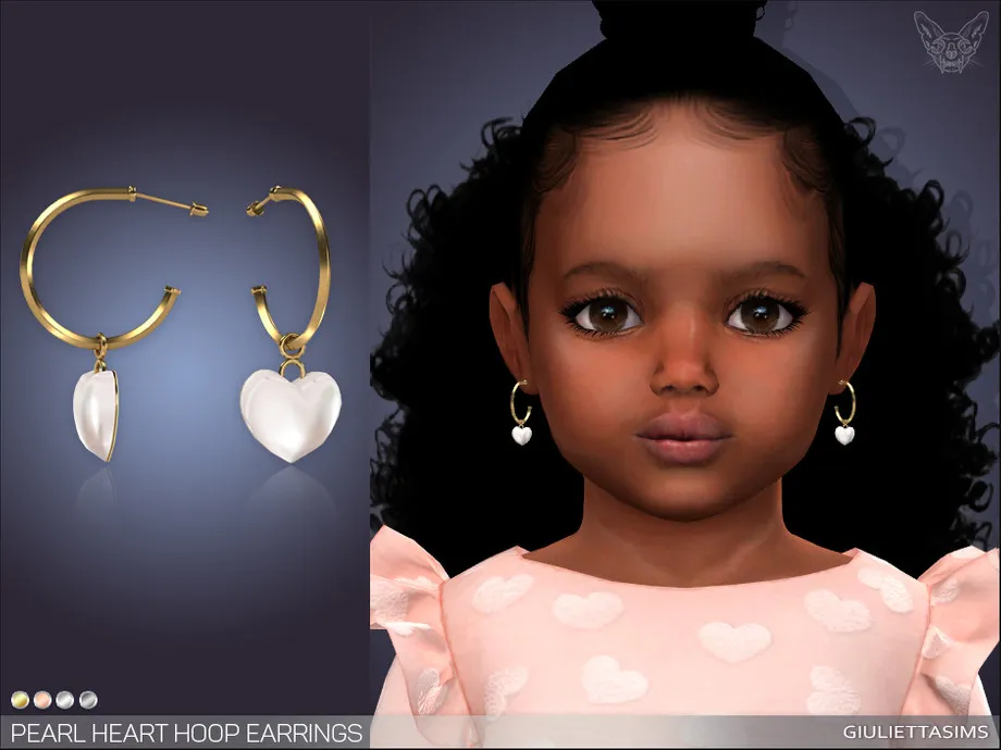 Pearl Heart Hoop Earrings For Toddlers