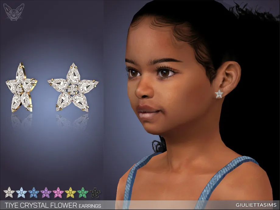 Tiye Crystal Flower Earrings For Kids