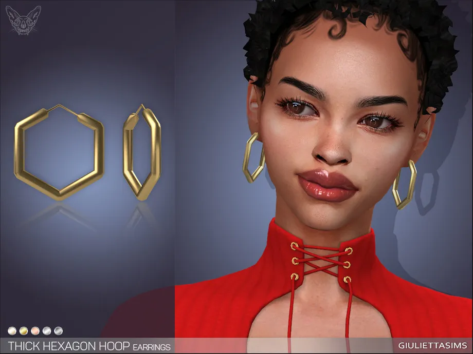 Thick Hexagon Hoop Earrings