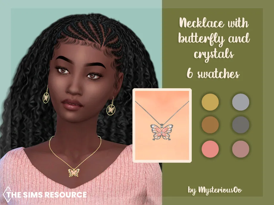 Necklace with butterfly and crystals