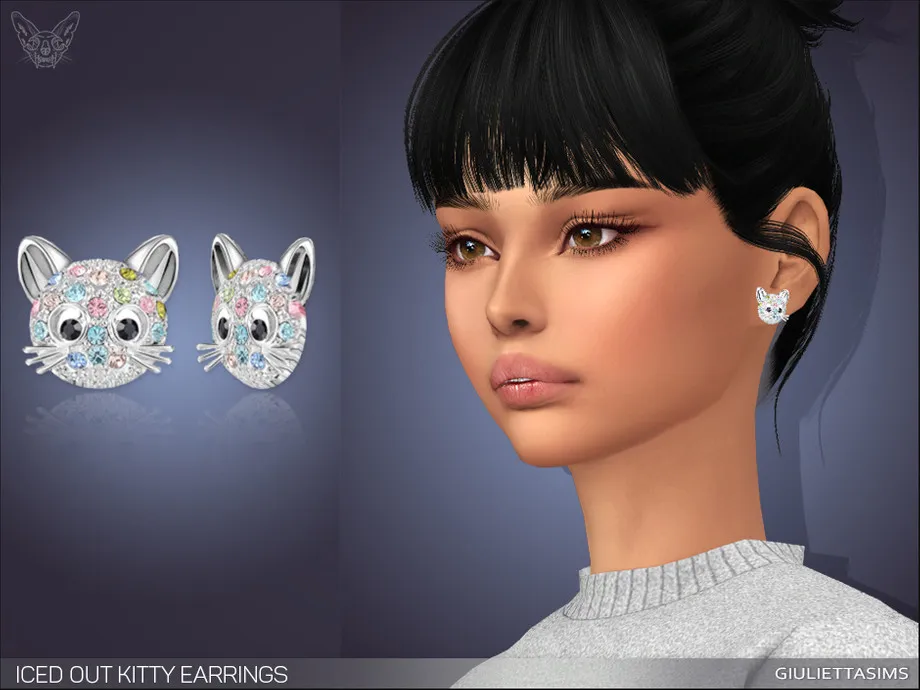 Iced Out Kitty Earrings