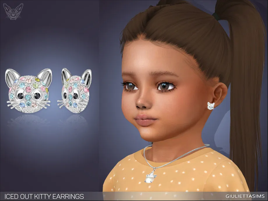 Iced Out Kitty Earrings For Toddlers