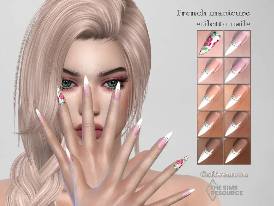 French manicure stiletto nails