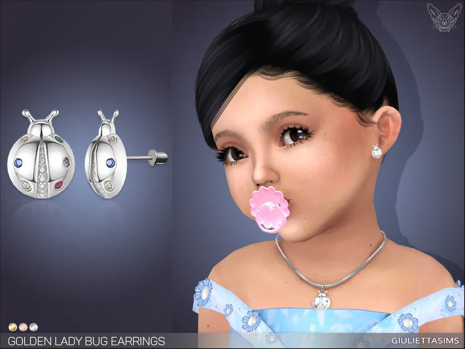 Golden Ladybug Earrings For Toddlers