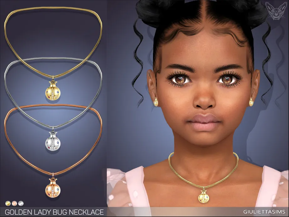 Golden Ladybug Necklace For Kids
