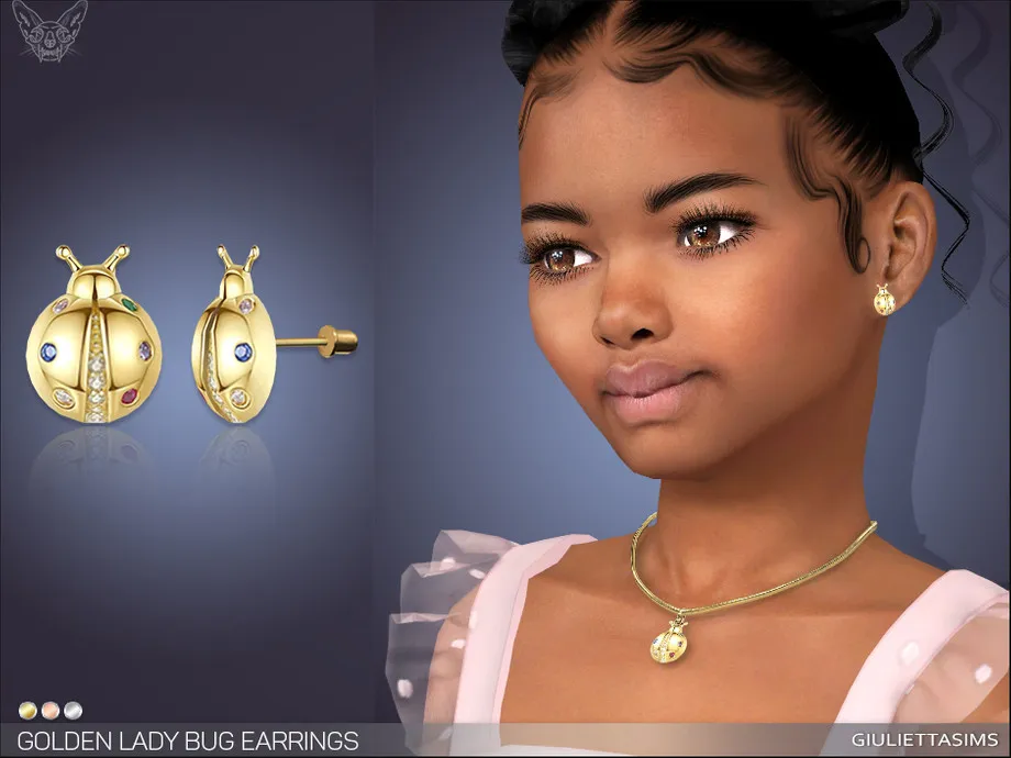 Golden Ladybug Earrings For Kids