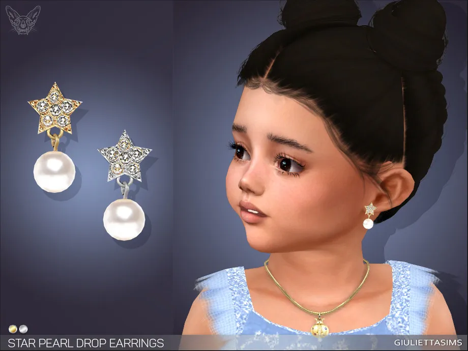 Star Pearl Drop Earrings For Toddlers