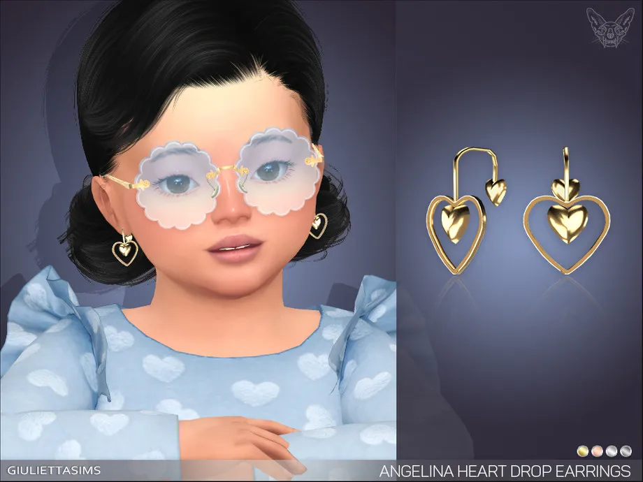Angelina Heart Drop Earrings For Toddlers