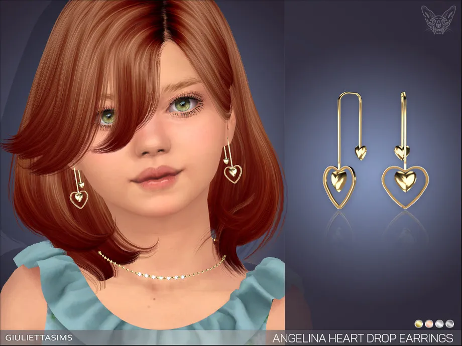 Angelina Heart Drop Earrings For Kids