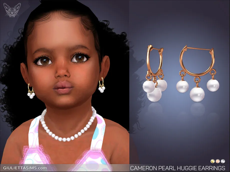 Cameron Pearl Huggie Earrings For Toddlers