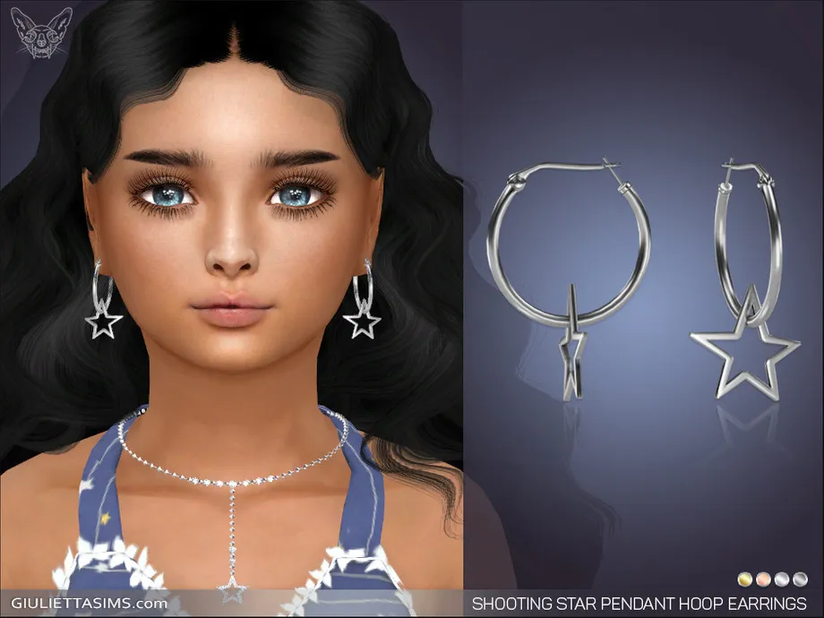 Shooting Star Pendant Hoop Earrings For Kids