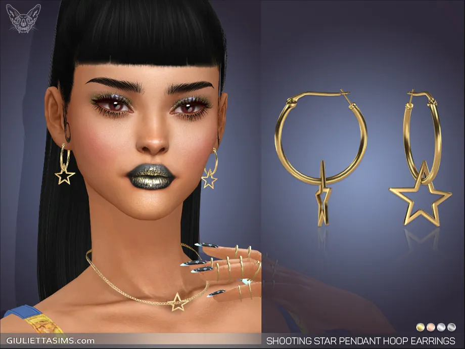 Shooting Star Pendant Hoop Earrings