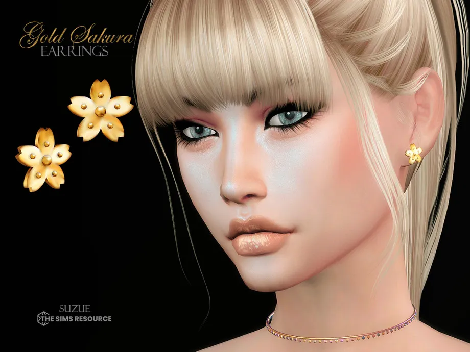 Gold Sakura Earrings