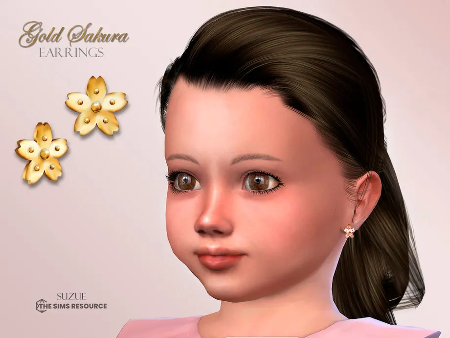 Gold Sakura Earrings Toddler