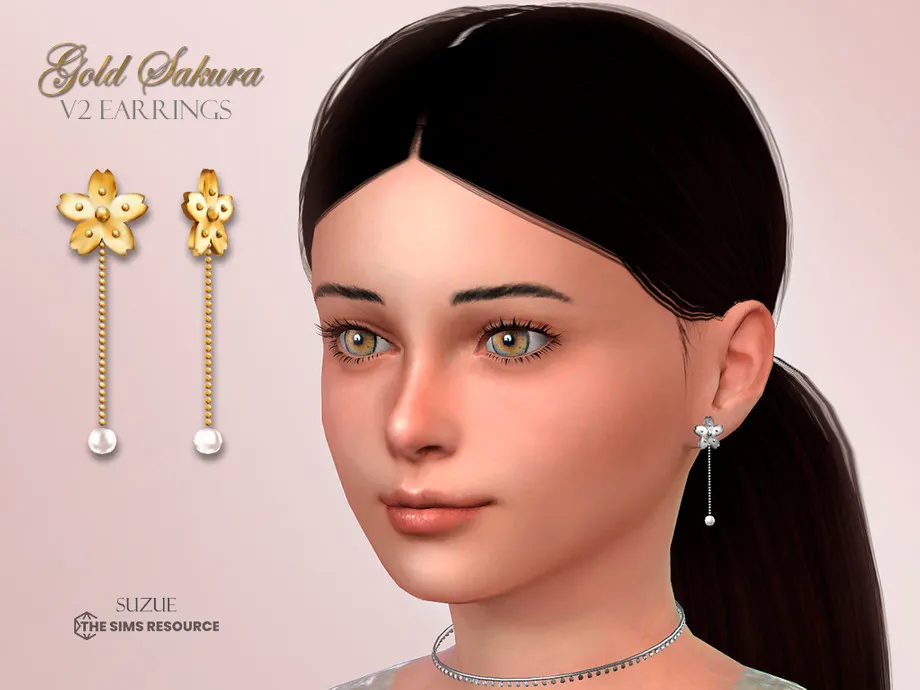 Gold Sakura V2 Earrings Child