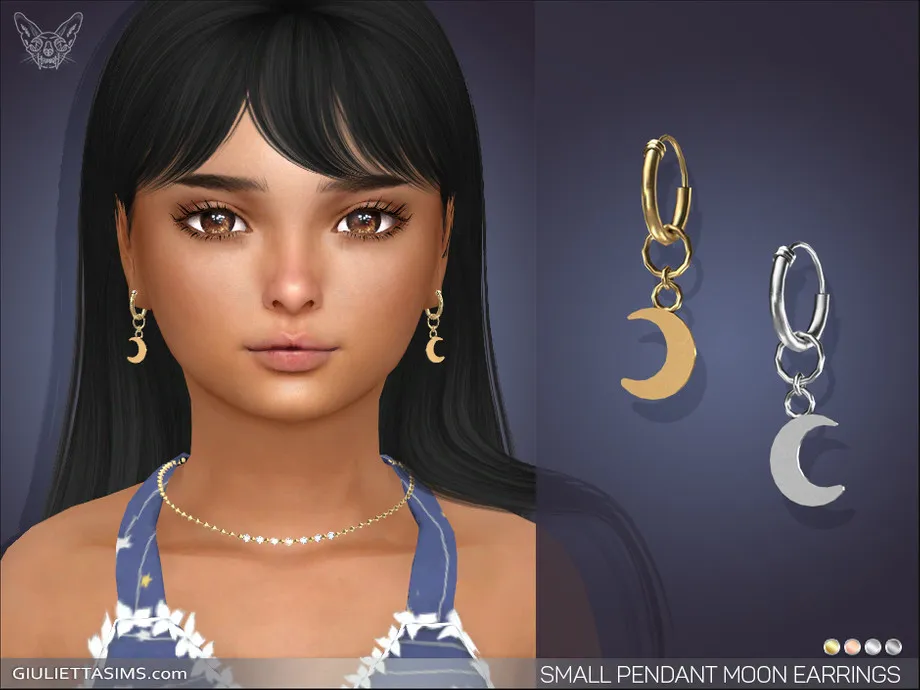 Small Moon Pendant Earrings For Kids