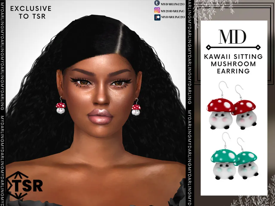 kawaii sitting mushroom earring Adult