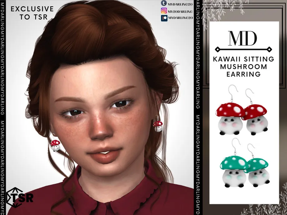 kawaii sitting mushroom earring Child
