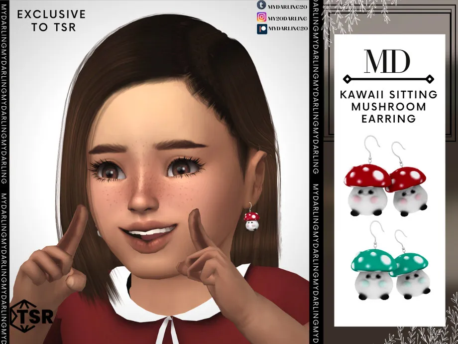 kawaii sitting mushroom earring Toddler