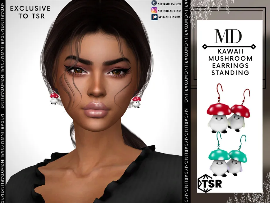 kawaii standing mushroom earring Adult