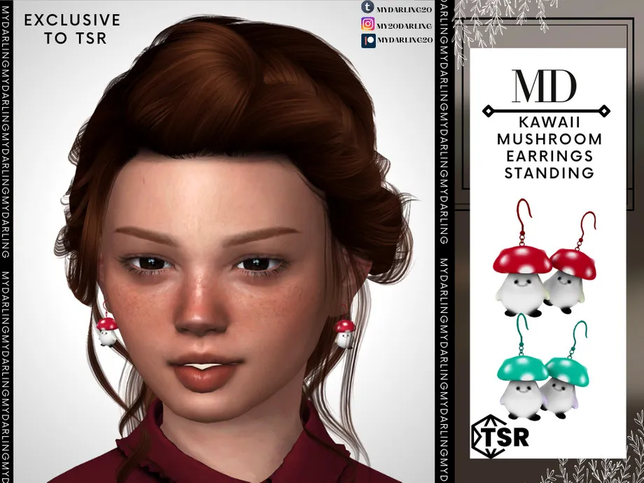 kawaii standing mushroom earring Child