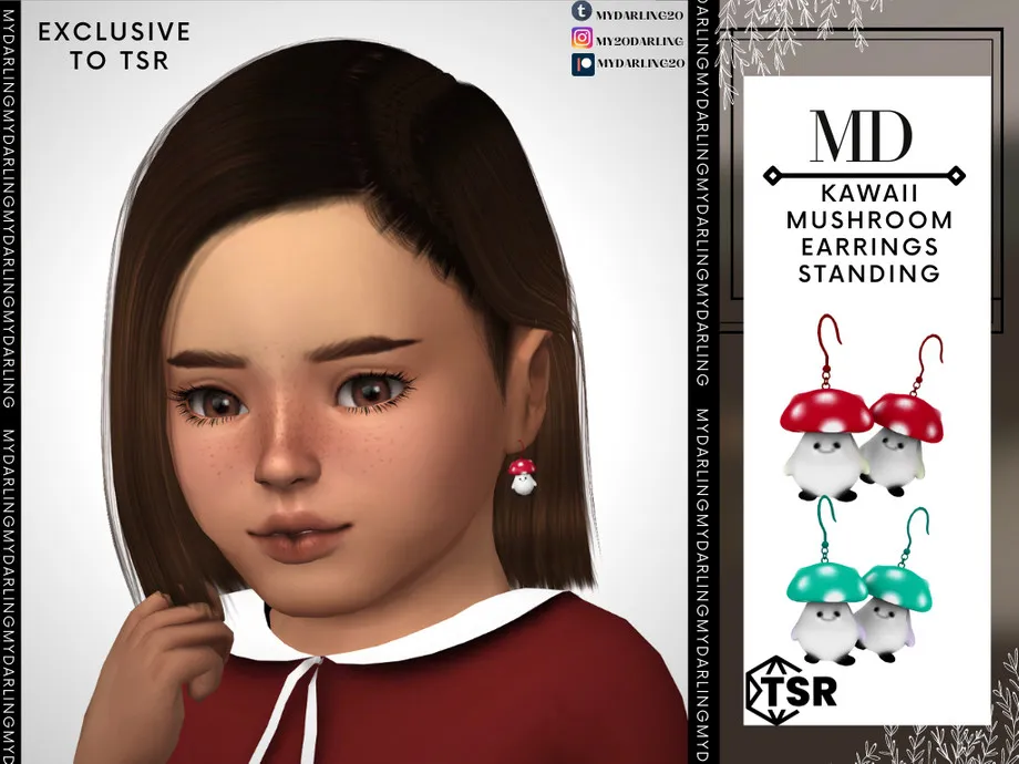 kawaii standing mushroom earring Toddler