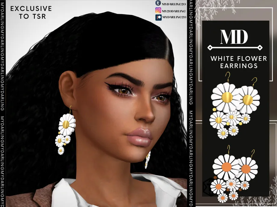 white flower earrings Adult