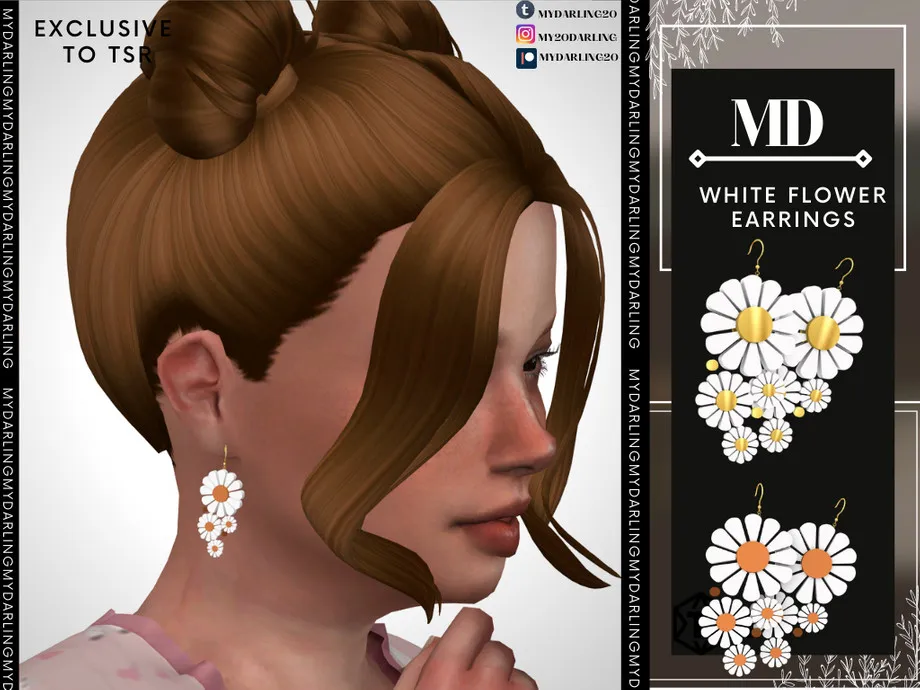 white flower earrings Child