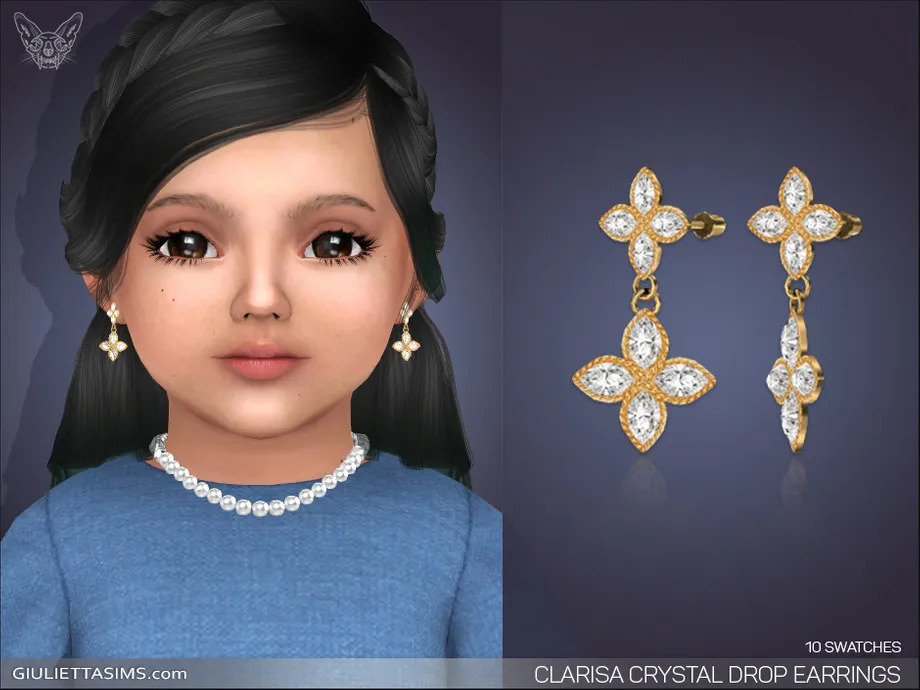Clarisa Crystal Drop Earrings For Toddlers